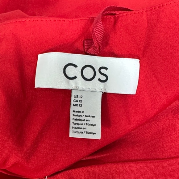 COS Gathered-Waist Midi Dress Red Bright Sleeveless Size 12 NWOT - Picture 12 of 14